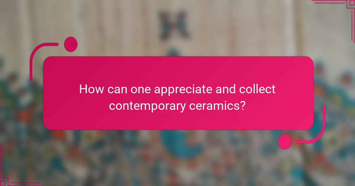 How can one appreciate and collect contemporary ceramics?