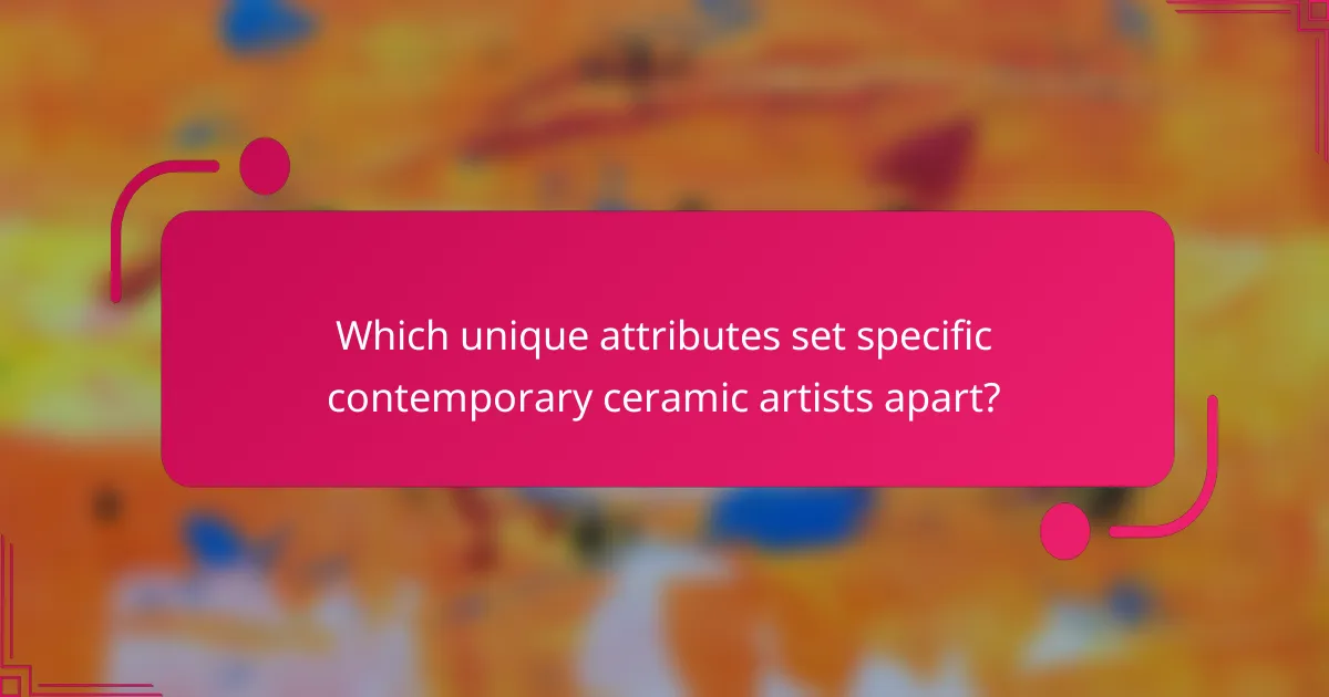 Which unique attributes set specific contemporary ceramic artists apart?